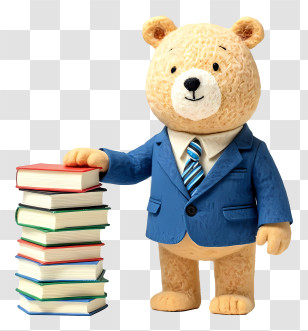 Bear Student - Business Teddy Bear With Books Transparent PNG