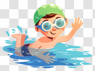 Swimming Boy - Cartoon Boy Swimming With Goggles Transparent PNG