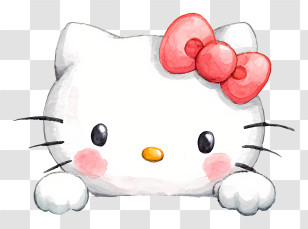 Hello Kitty Peeking - Hello Kitty Peeking With A Smile Transparent PNG