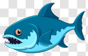 Cartoon Shark - Blue Shark Cartoon Illustration Transparent PNG