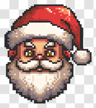 Santa Claus Head - Pixel Art Of Santa Claus Transparent PNG
