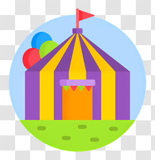 Carnival Circus Tent - Colorful Circus Tent With Balloons Transparent PNG