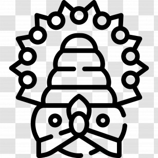 Onam - Line Art Tribal Mask Transparent PNG
