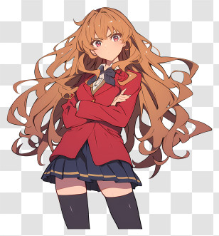 Taiga Aisaka - Confident Brown-haired Anime Schoolgirl Transparent PNG