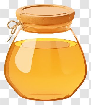 Honey - Golden Honey Jar In Glass Container Transparent PNG
