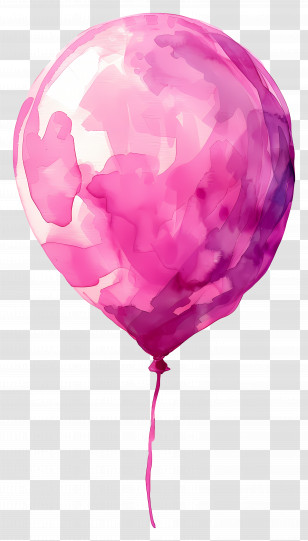 Single Balloon - Pink Watercolor Balloon Illustration Transparent PNG