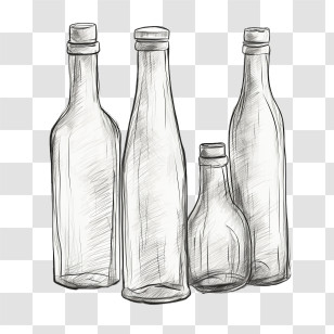 Beer Bottle - Sketched Glass Bottles Illustration Transparent PNG