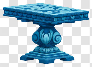 Table - Blue Ornate Table Design Transparent PNG