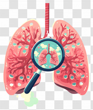 World Pneumonia Day - Lungs Illustration With Magnifying Glass For Medical Concept Transparent PNG