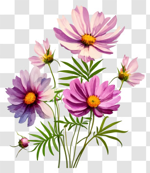 Vase Of Flowers - Purple And Pink Flowers Bloom Illustration Transparent PNG