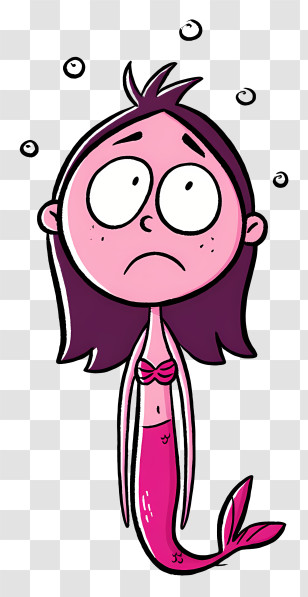 Cartoon Mermaid - Cartoon Mermaid With Pink Tail Transparent PNG