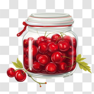 Fruit Jam - Jar Filled With Fresh Red Cherries Transparent PNG