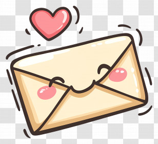 Love Mail - Cartoon Love Letter With Heart Transparent PNG
