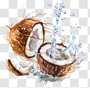 Coconut Water - Fresh Coconut With Water Splash Transparent PNG