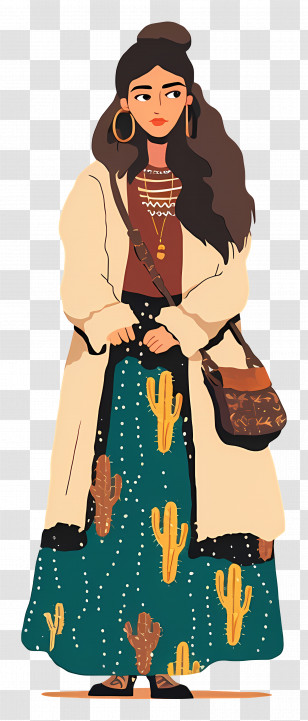 Boho Woman - Fashionable Woman In Dress Transparent PNG