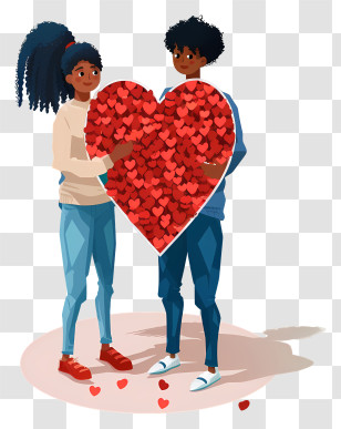 Isometric Style - A Couple Holding A Heart Full Of Love Transparent PNG