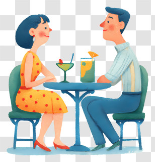 Woman And Man Discussing Work - Couple Enjoying Drinks At A Table Transparent PNG