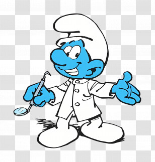 Dentist Smurf - Blue Cartoon Dentist Transparent PNG