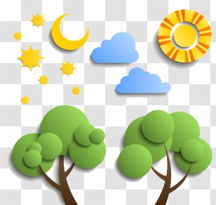 Cloud Moon Star Clip Art - Sun - Stereoscopic 3D Paper Sculptures Cartoon Tree Wind Transparent PNG