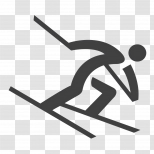 Olympic Sport - Black Icon Of A Skiing Athlete Transparent PNG