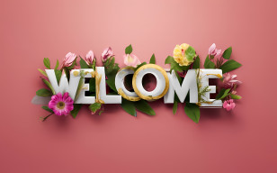 Welcome - Welcome Text In Floral Style Transparent PNG