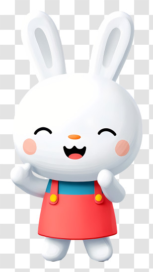 Cute Cartoon Miffy - Happy Bunny In Red Dress Transparent PNG