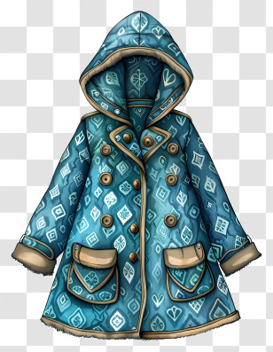Coat - Stylish Blue Winter Coat With Patterns Transparent PNG