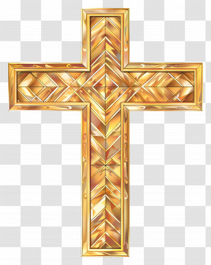 Christian Cross - Ornate Golden Cross Transparent PNG