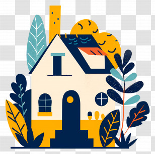 Log Cabin House - Cartoon House With Vibrant Colors Transparent PNG