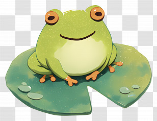 Frog On Lily Pad - Cartoon Frog On A Lily Pad Transparent PNG