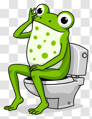Cartoon Frog - Frog On Toilet Transparent PNG