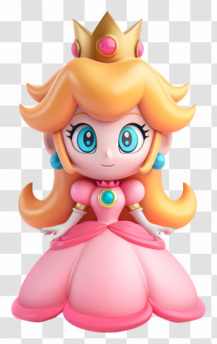 Princess Peach - Adorable Princess Doll In Pink Transparent PNG