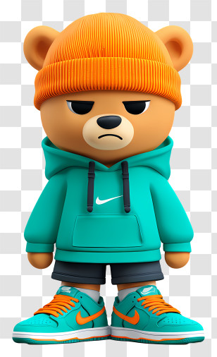 Cartoon Bear - Grumpy Bear In Hoodie And Sneakers Transparent PNG
