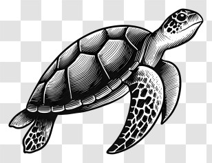 Sea Turtle Outline - Turtle Illustration Transparent PNG