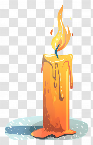 Candle - Decorative Orange Candle With Flame Transparent PNG