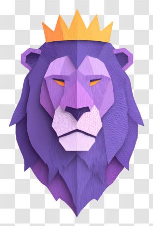 Purple Lion Logo With Crown - Majestic Lion With A Crown Transparent PNG