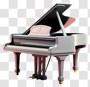 Pastel Piano - Elegant Grand Piano Artistic Illustration Transparent PNG