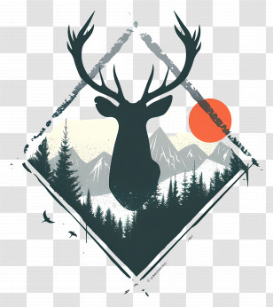 Deer Silhouette - Deer Silhouette In Nature Scene Transparent PNG