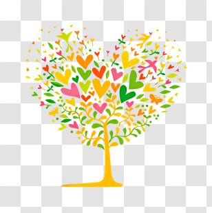 Icon - Tree Of Hearts Vibrant Illustration Transparent PNG