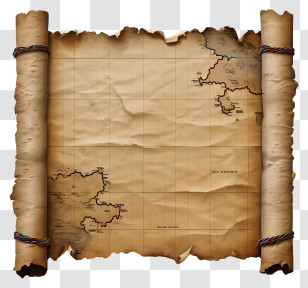 Realistic Style Old Paper - Old Treasure Map On Scroll Transparent PNG