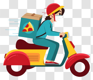 Food Delivery Service - Speedy Pizza Delivery On Scooter Transparent PNG