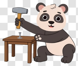 Cartoon Panda - Panda Fixing Table Transparent PNG