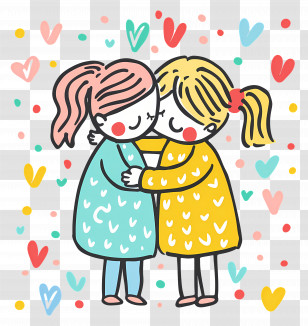 Friendship - Two Girls Hugging Transparent PNG