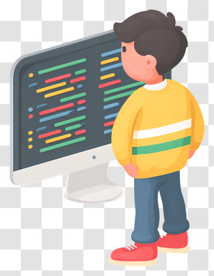 Developer Finding Error - Boy Coding On Computer Transparent PNG