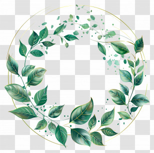Circle Leaf Border - Delicate Leaf Wreath Design Transparent PNG