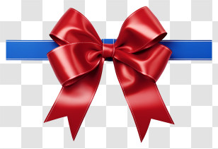 Red And Blue Bow - Bright Red Ribbon Bow For Decorations Transparent PNG