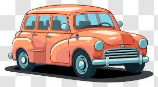 Hand Drawn Cartoon Car - Orange Vintage Car In Retro Style Transparent PNG