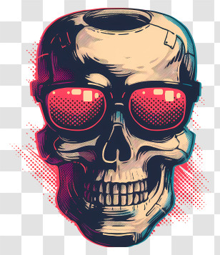 Skull Robot Head - Cool Skull With Sunglasses Transparent PNG