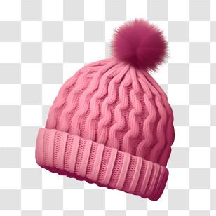 Winter Hat
 - Pink Knitted Winter Hat With Pom-Pom Transparent PNG