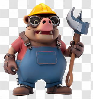 Animal - Cartoon Construction Worker Transparent PNG